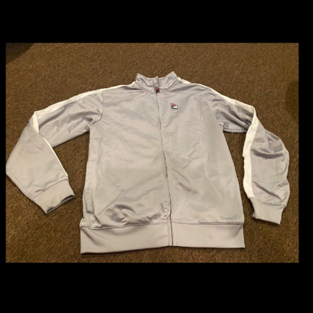FILA Grey silver Track suit jogging jacket boys 14-16 EUC long sleeve warm